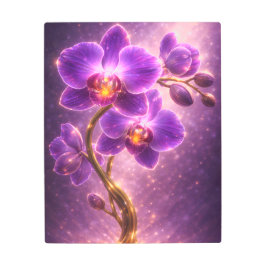 Impresión En Metal Luminous Orchid Bloom Fantasy Flower Metal Art