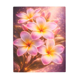 Impresión En Metal Luminous Pink Plumeria Metal Wall Art Tropical 
