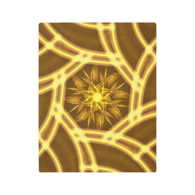 Impresión En Metal “Luminous Star Portal – Symmetrical Golden Fractal (Anverso)