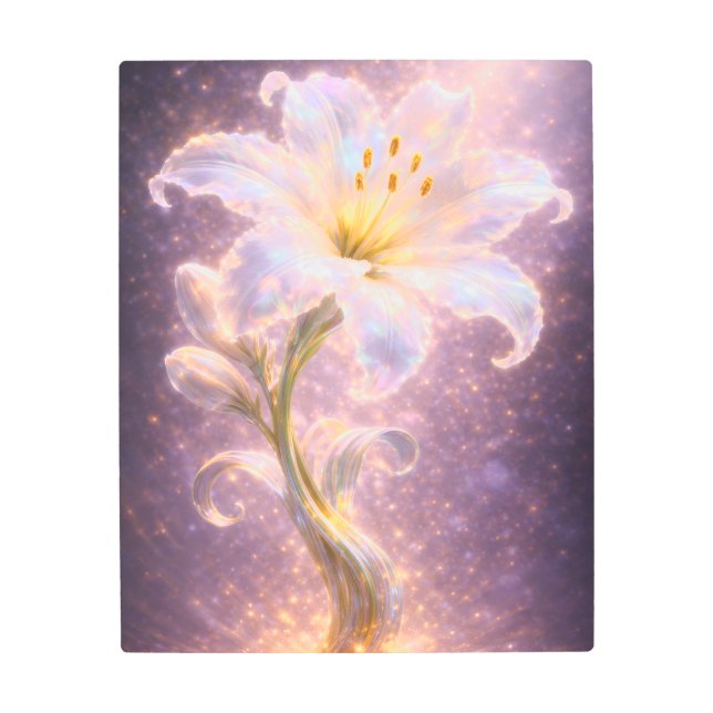 Impresión En Metal Luminous White Lily Metal Wall Art - Celestial  (Anverso)