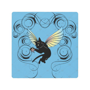 Impresión En Metal Luna de gato cósmico y estrellas