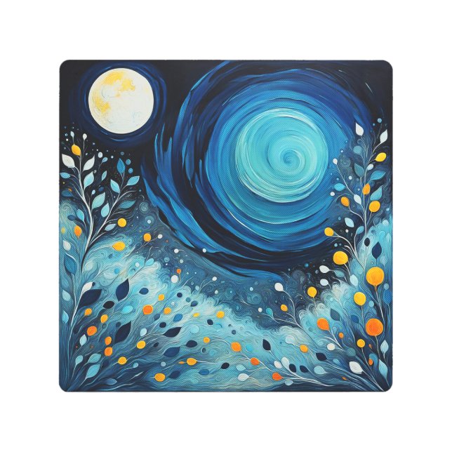 Impresión En Metal Luna En El Jardín 804 (Anverso)