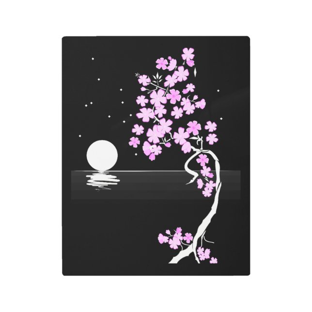 Impresión En Metal Luna rosa-blanca-negra (Anverso)