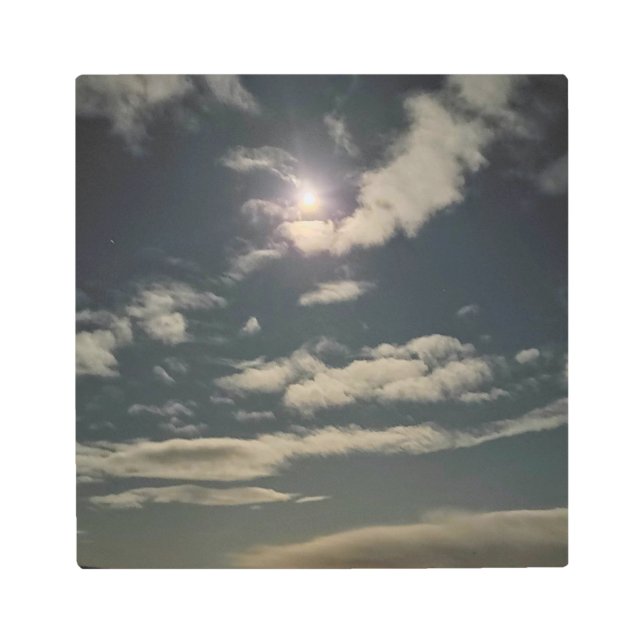 Impresión En Metal Luna sobre Reykjavik, Islandia (Anverso)