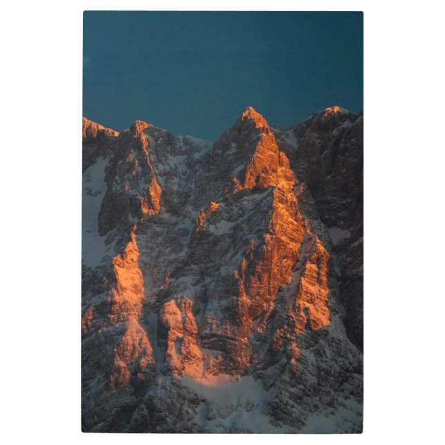 Impresión En Metal Luz solar en majestuosas montañas (Anverso)