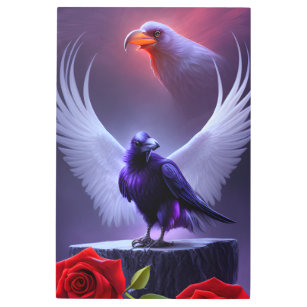 Impresión En Metal Luz y oscuridad: El abrazo del Raven
