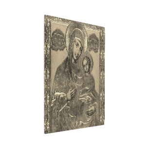 Impresión En Metal Madre María y Jesucristo Faux Silver Gold