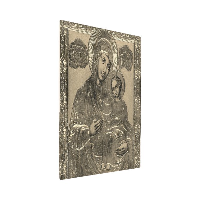 Impresión En Metal Madre María y Jesucristo Faux Silver Gold (3/4)