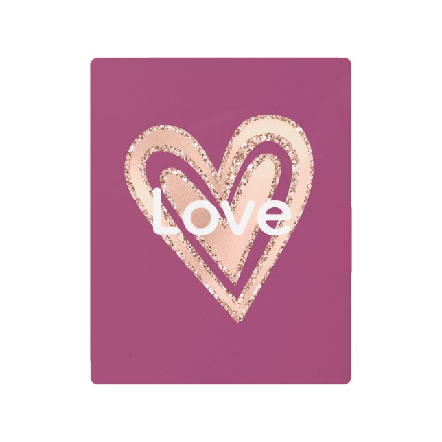 Impresión En Metal Magenta Rubor Pink Heart (Anverso)