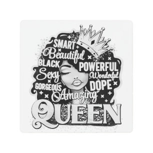 Impresión En Metal Magnífica e impresionante reina negra Melanin Sist