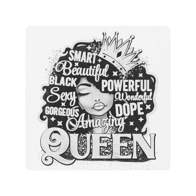 Impresión En Metal Magnífica e impresionante reina negra Melanin Sist (Anverso)