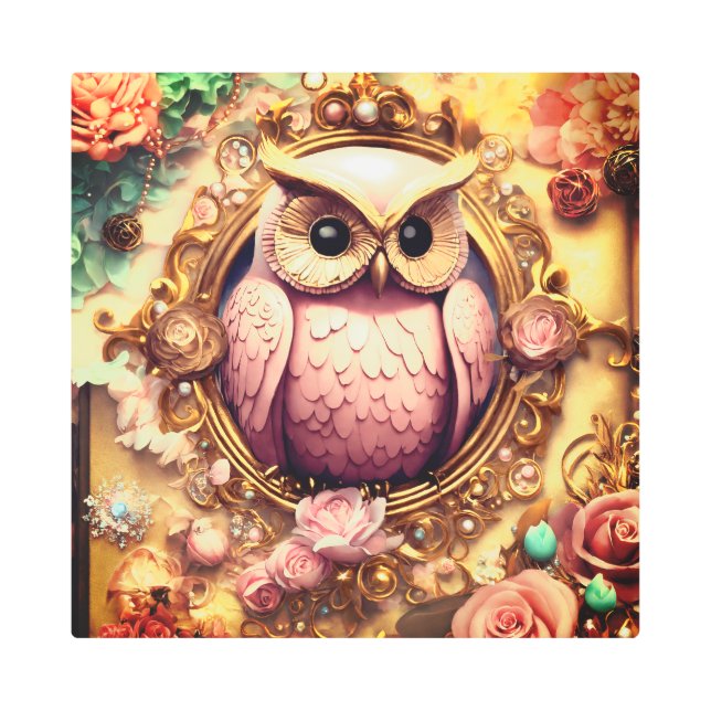 Impresión En Metal Majestic Owl Metallic Wall Art. (Anverso)