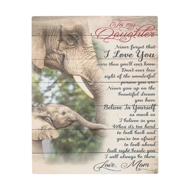 Impresión En Metal Mamá A Mi Hija, Regalo De Cumpleaños Chica (Anverso)