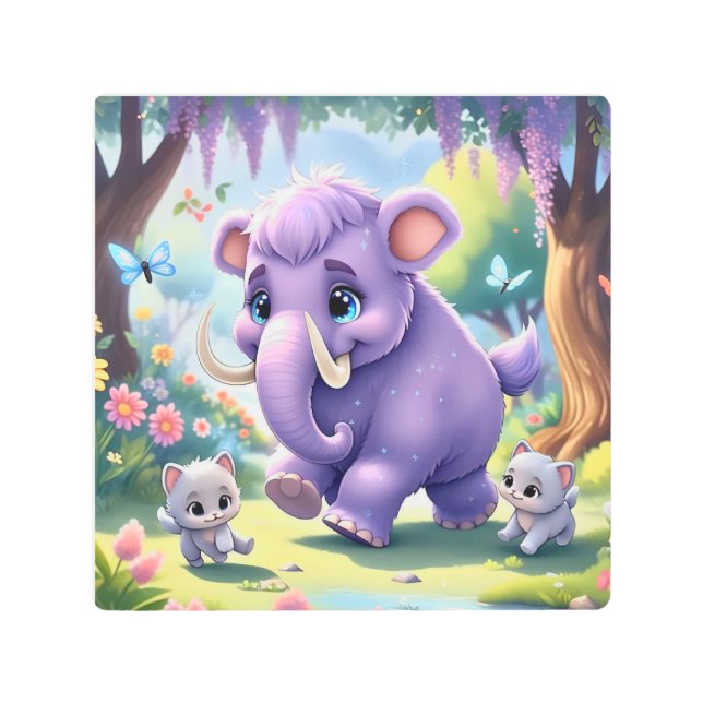 Impresión En Metal Mamut Bebé Adorable (Anverso)