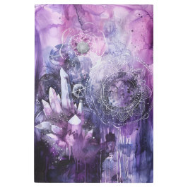 Impresión En Metal *~* Mandala SC3 Cristales Lavanda y oro magenta