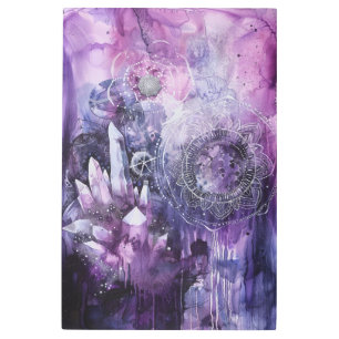 Impresión En Metal *~* Mandala SC3 Cristales Lavanda y oro magenta