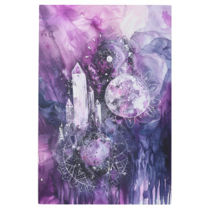 Impresión En Metal *~* Mandala SC3 Cristales Magenta Lavanda Oro