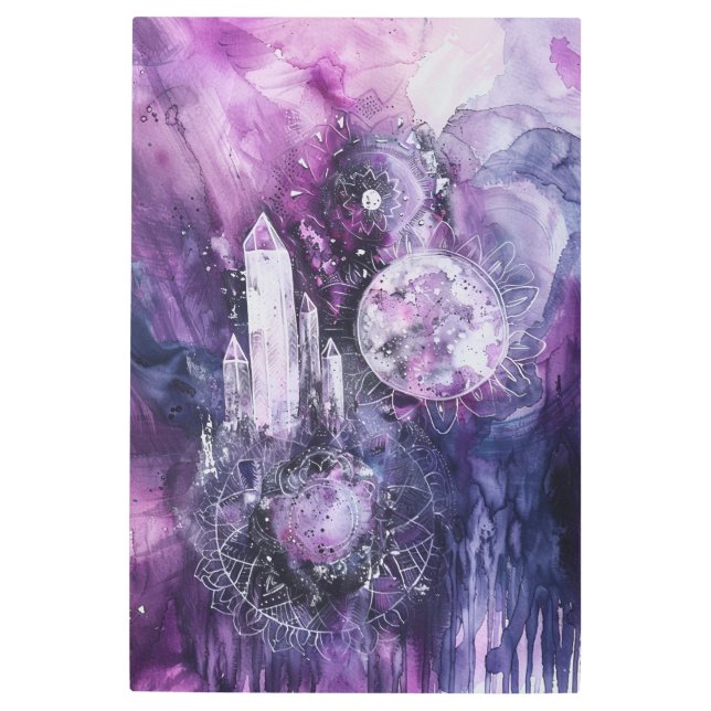 Impresión En Metal *~* Mandala SC3 Cristales Magenta Lavanda Oro (Anverso)