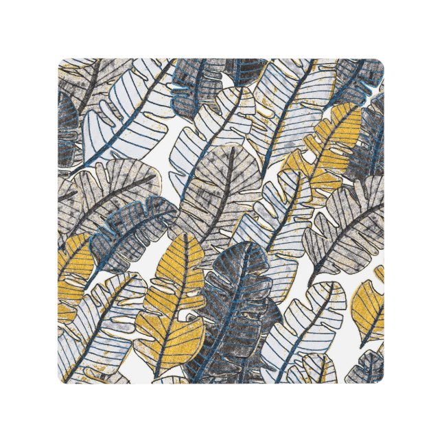 Impresión En Metal Mano dibujada: hojas tropicales (Anverso)