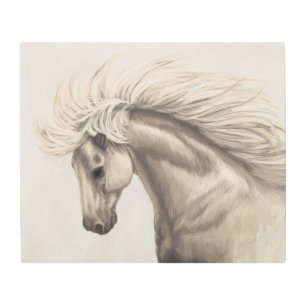Impresión En Metal Mano salvaje de Caballo de Marfil Blanco Gris