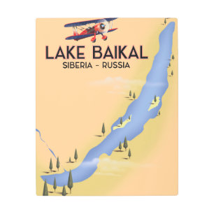 Impresión En Metal Mapa de afiches de viajes rusos en el lago Baikal 