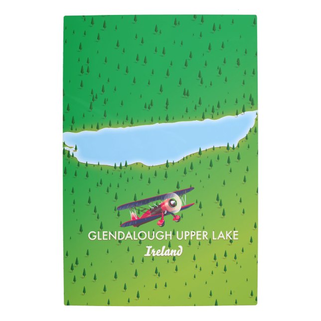 Impresión En Metal Mapa de Glendalough Upper Lake Ireland (Anverso)