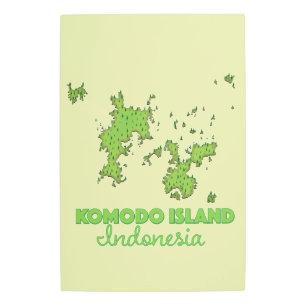 Impresión En Metal Mapa de Indonesia de la isla Komodo