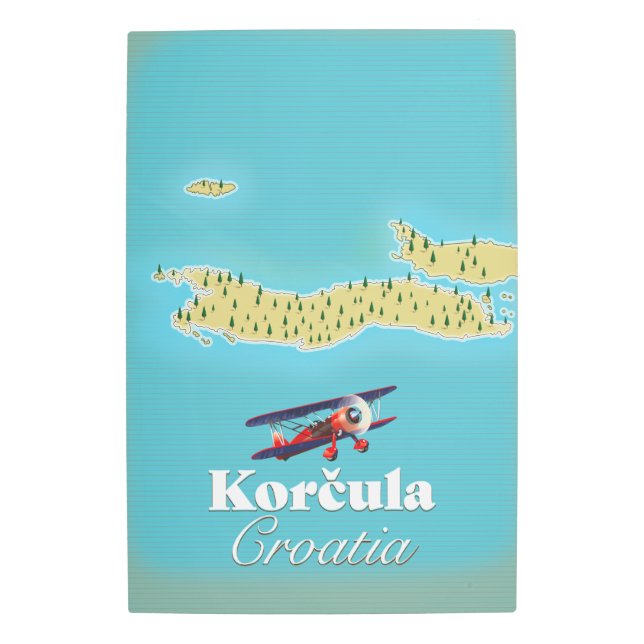 Impresión En Metal Mapa de Korčula Croacia (Anverso)