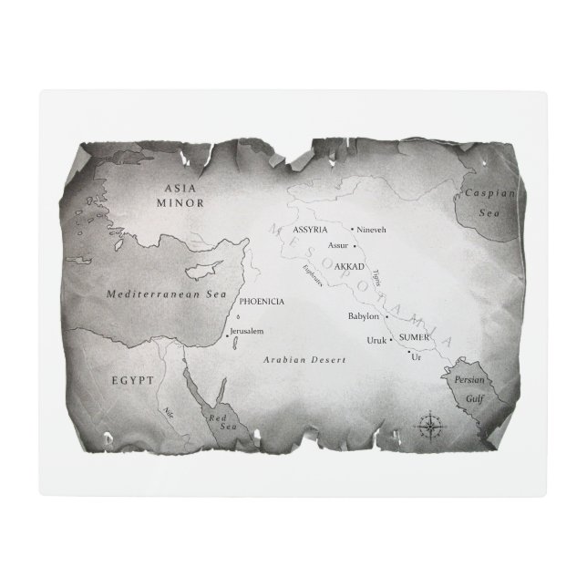 Impresión En Metal MAPA DE MESOPOTAMIA 20" x16 " (Anverso)