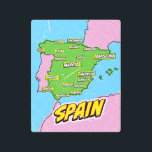 Impresión En Metal Mapa de Pop Art Illustrated Spain<br><div class="desc">Pop Art Ilustró mapa europeo de España en un hermoso estilo vintage usado.</div>