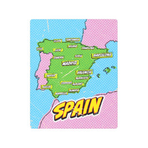 Impresión En Metal Mapa de Pop Art Illustrated Spain