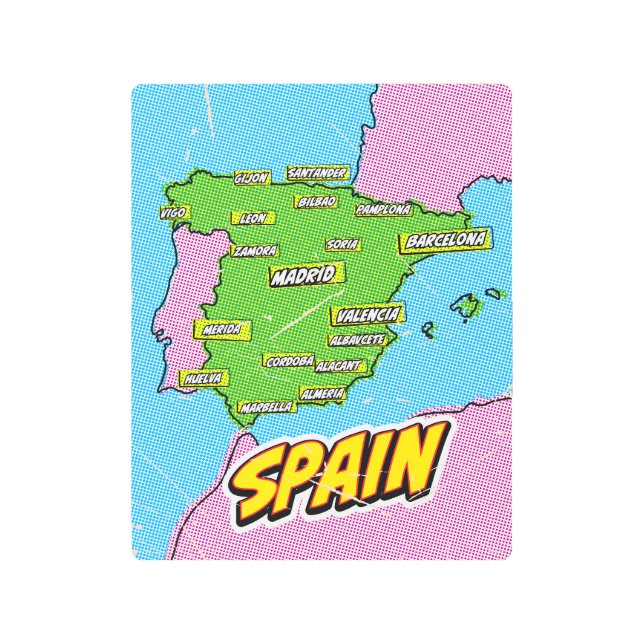 Impresión En Metal Mapa de Pop Art Illustrated Spain (Anverso)