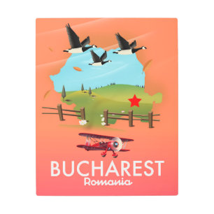Impresión En Metal Mapa de vacaciones de Bucarest Rumanía