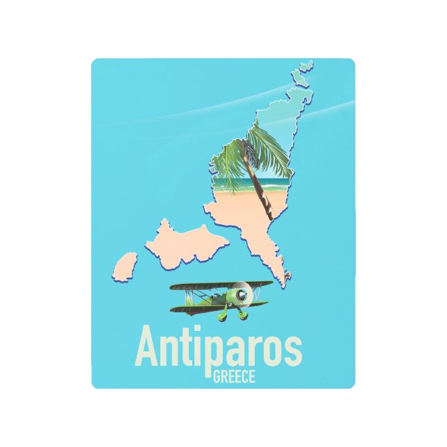 Impresión En Metal Mapa de viajes Antiparos Grecia (Anverso)