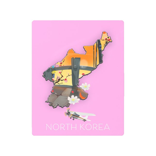 Impresión En Metal Mapa de viajes de Corea del Norte (Anverso)