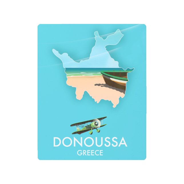 Impresión En Metal Mapa de viajes de Donoussa Grecia (Anverso)