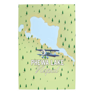 Impresión En Metal Mapa de viajes del lago Phewa Nepal