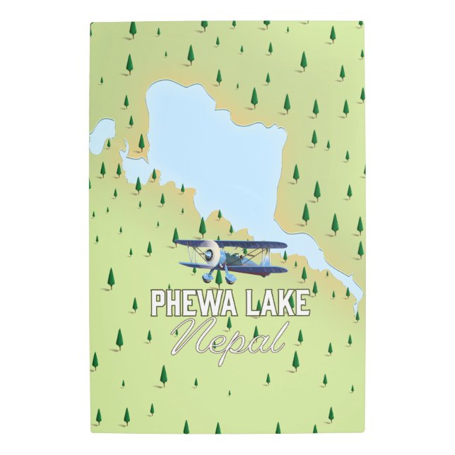 Impresión En Metal Mapa de viajes del lago Phewa Nepal (Anverso)