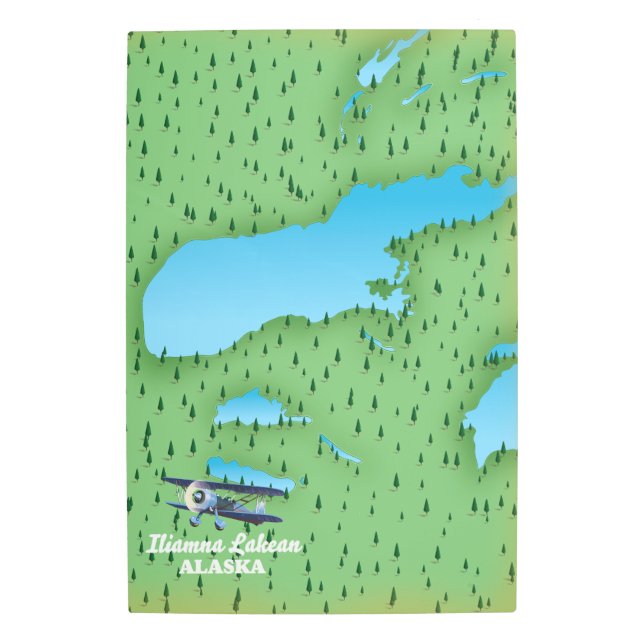 Impresión En Metal Mapa del lago Alaska (Anverso)