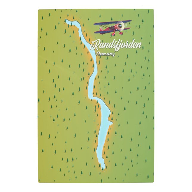 Impresión En Metal Mapa del lago Randsfjorden Noruega (Anverso)