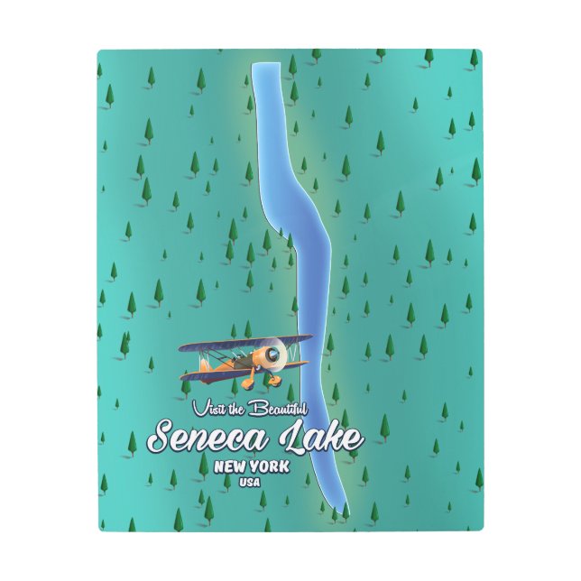 Impresión En Metal Mapa del lago Seneca, NYC (Anverso)