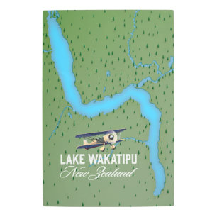 Impresión En Metal Mapa del lago Wakatipu Nueva Zelanda