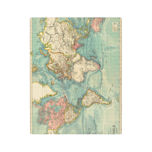 Impresión En Metal Mapa del mundo de la cosecha de vintage