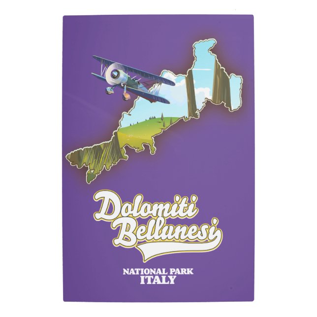 Impresión En Metal mapa del parque nacional de dolomiti bellunesi (Anverso)