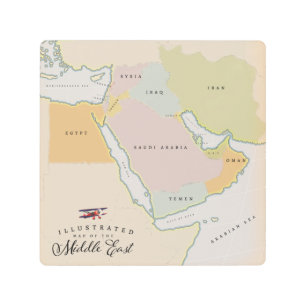 Impresión En Metal Mapa ilustrado de Oriente Medio.