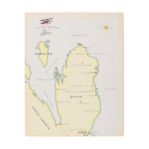 Impresión En Metal Mapa ilustrado de Qatar