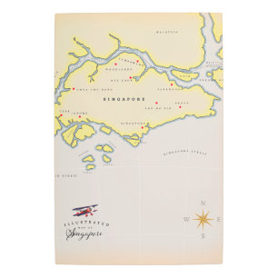 Impresión En Metal Mapa ilustrado de Singapur