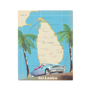 Impresión En Metal Mapa ilustrado de Sri Lanka