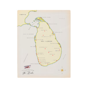 Impresión En Metal Mapa ilustrado de Sri Lanka