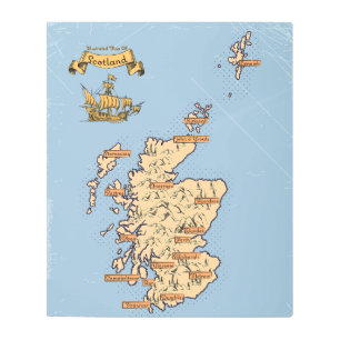 Impresión En Metal Mapa ilustrado de viajes de Escocia